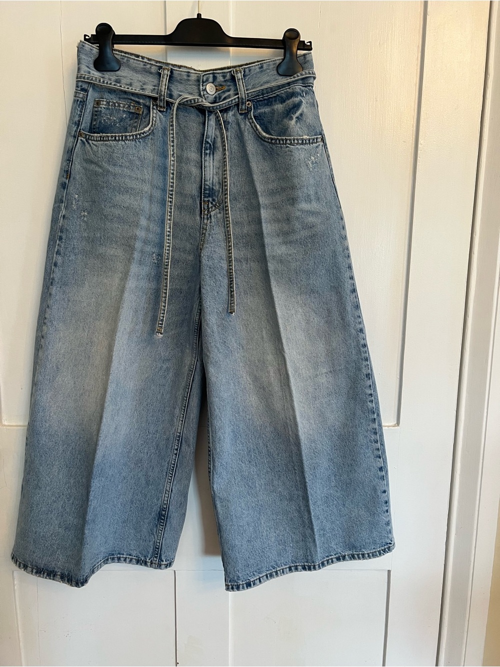 Zara light-wash denim culotte-style jeans